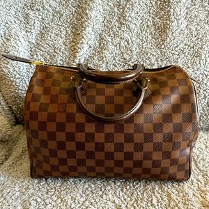 Speedy 30. Louis Vuitton Damier Ebene. Made in France, 41st week of 2018.